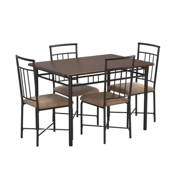 Mainstays Louise Traditional 5-Piece Wood & Metal Dining Set, Deep Walnut - Image 2