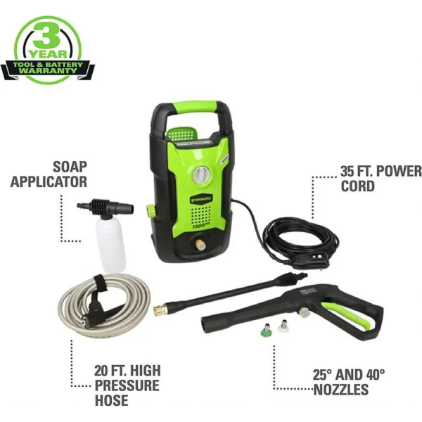 Greenworks 1600 Psi (1.2 GPM) Electric Pressure Washer Great for Cars, Patios, Driveways - Image 5