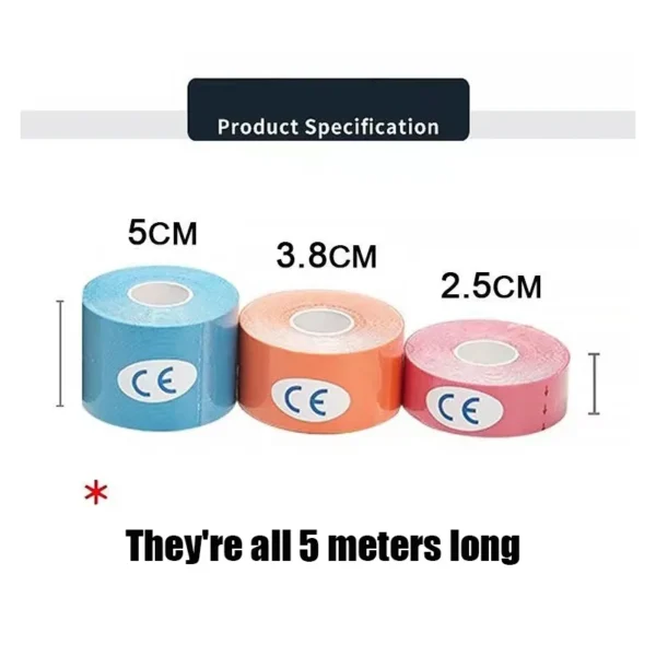 5M Size Kinesiology Tape Athletic Elastoplast Sport Recovery Strapping Gym Waterproof Tennis Muscle Pain Relief Bandage - Image 5