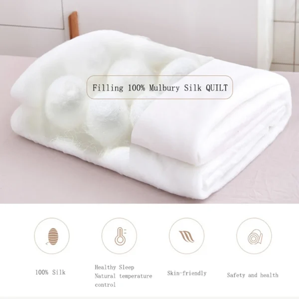 Liv-Esthete Luxury 100% Natural Silk Quilt Duvet Handmade 4 Season High Grade Silk Comforter King Queen Full Twin 1PCS For Sleep - Image 3