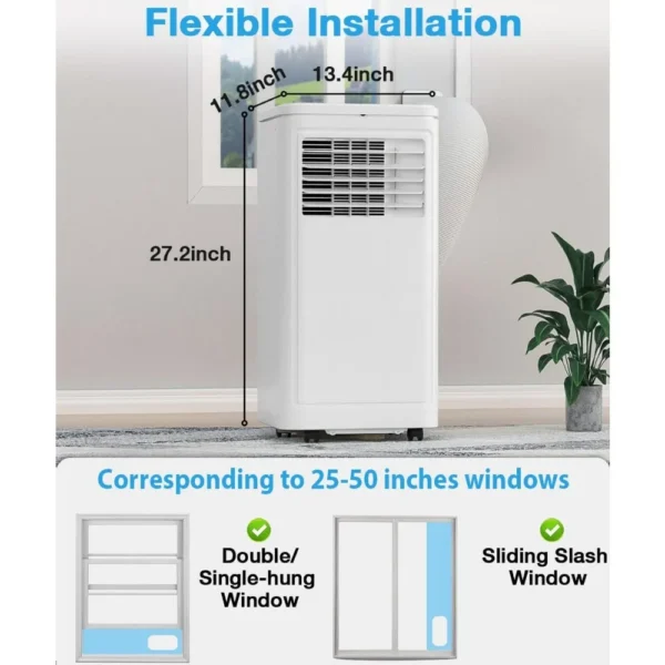 10000 BTU Portable Air Conditioner,Portable AC with Dehumidifier & Fan, 2 Fan Speeds, 24H Timer, Remote Control - Image 6