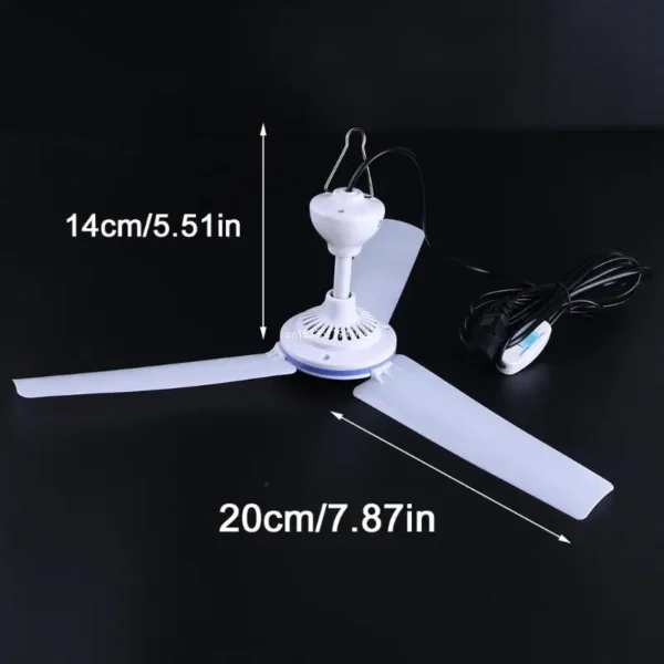 3 Leaves 48V 60V Ceiling Fan Air Cooler Hanging E-Bike Powered 19.6inch Tent Fans for Camping Outdoor Dormitory Home Dropship - Image 6