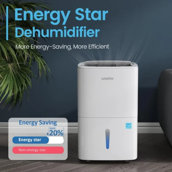 Waykar 80 Pints Energy Star Home Dehumidifier for Spaces up to 5,000 Sq. Ft at Home, in Basements and Large Rooms with Drain Hos - Image 3