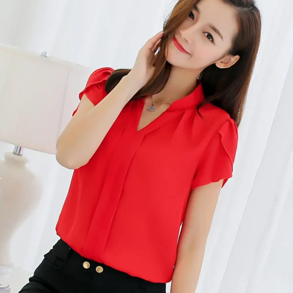 Women Tops And Blouses Women Summer Shirts Chiffon Blusas Femininas OL Short White Blouse Ladies Clothes Mujer De Moda 2024 - Image 3