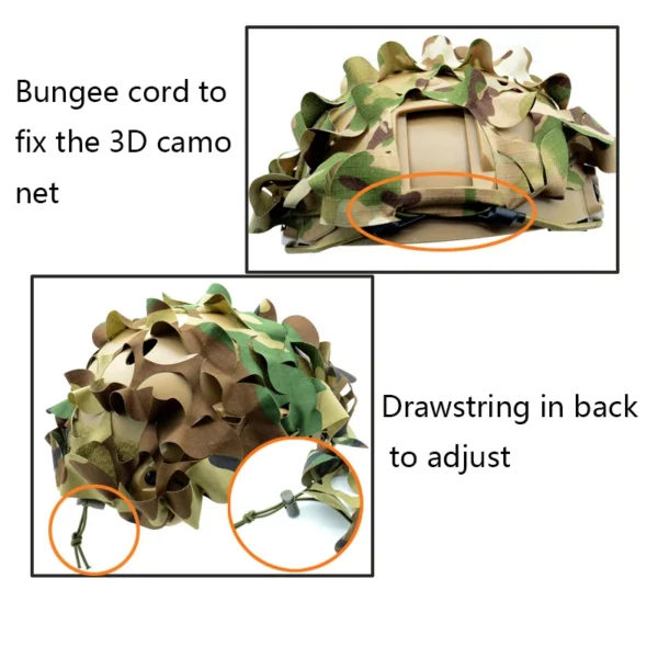 3D Camo Net Airsoft Helmet Cover Laser Cut Nylon Drawstring Helmet Scrim CS Wargame Paintball Paratrooper Hunting Accessories - Image 6