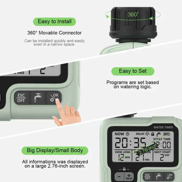 Eshico HCT-322 Automatic Water Timer Garden Digital Irrigation Machine Intelligent Sprinkler Outdoor Use to Save Water &Time - Image 4