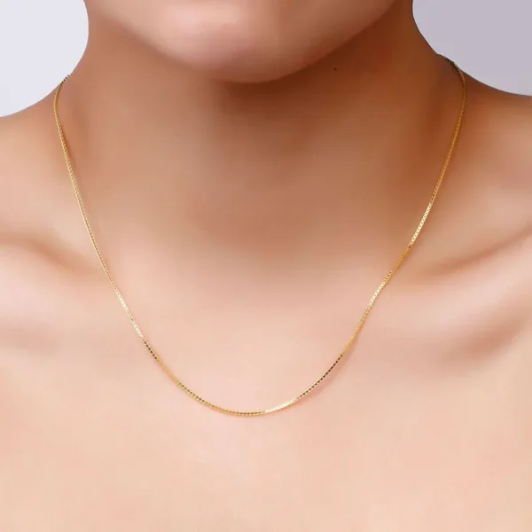 HOYON Real Gold 14k Coating Chain Necklace For Women Clavicle Neck Collares Jewelry Birthday Gift Water Snake Bone Box Chain - Image 5