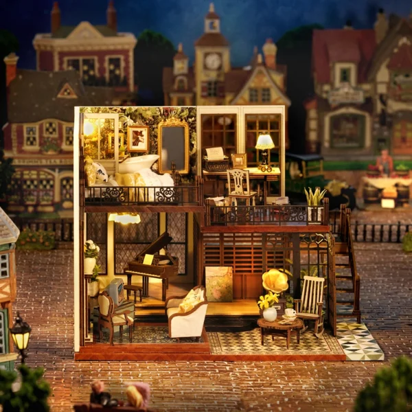 DIY Miniature Doll House Diorama Toys Kids Assembled Dollhouse Puzzle Model Handmade Dollhouse Battery Powered Kits for Children - Image 5