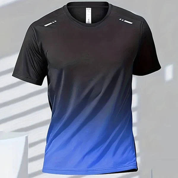 Men's T-shirts Sports Running T-shirt Quick-drying Gradient Short Sleeve Tees Outdoor Workout Basketball Training Running Outfit - Image 5