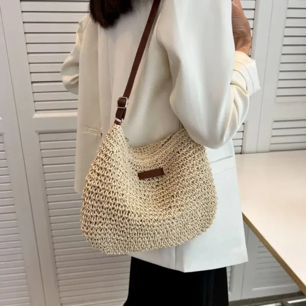 Ladies Fashion Summer Straw Crossbody Bag Women Beach Holiday Shopping Woven Shoulder Handbag Messenger Purses For Women Bags - Image 4