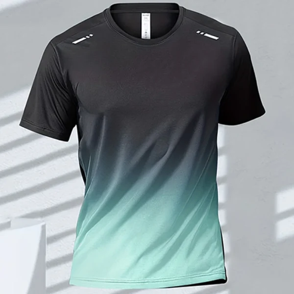 Men's T-shirts Sports Running T-shirt Quick-drying Gradient Short Sleeve Tees Outdoor Workout Basketball Training Running Outfit - Image 2