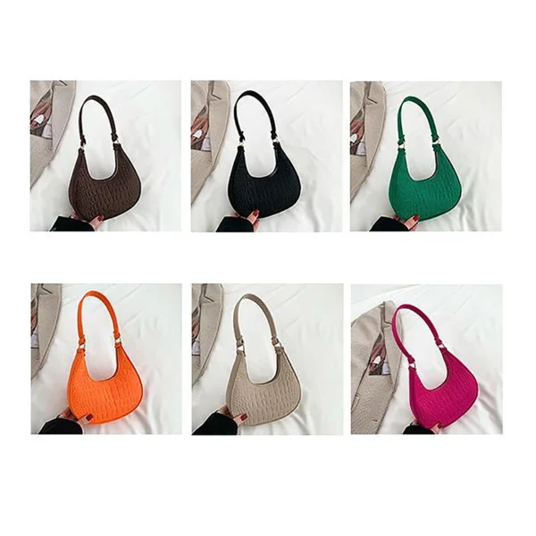 Candy Color Advanced Design Texture Armpit Handbags Felt Shoulder Bags For Women Women's Subaxillary Bag Purses Crescent Bag - Image 2