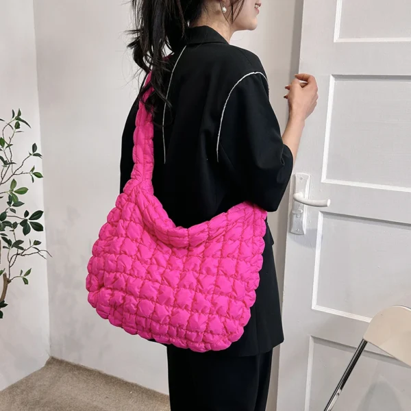 Quilted Padded Crossbody Bag for Women Pleated Bubbles Cloud Shoulder Bags Large Tote Bucket Designer Bag Ruched Handbags 2023 - Image 4