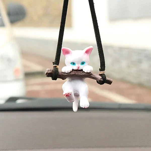 Car Pendant Creative Cute Branch Cat Rearview Mirror Pendant Car Decor Ornaments For Women Girls Car Interior Accessories Gifts - Image 2