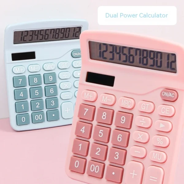 12 Digits Electronic Calculator Solar Calculator Dual Power Supply Calculator for Home Office School Financial Accounting Tools