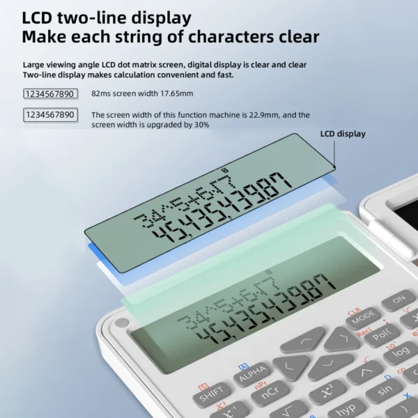 Scientific Calculator with Erasable Writing Board 240 Functions 2 Line LCD Display Foldable Financial Math Calculator - Image 3