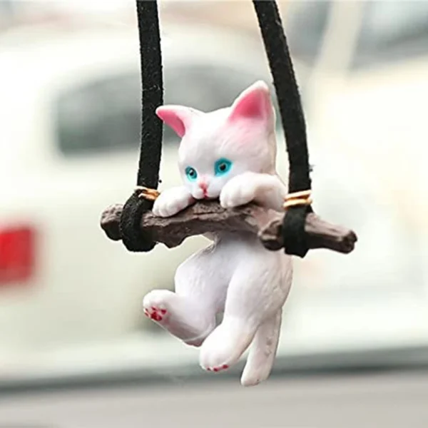 Car Pendant Creative Cute Branch Cat Rearview Mirror Pendant Car Decor Ornaments For Women Girls Car Interior Accessories Gifts - Image 3