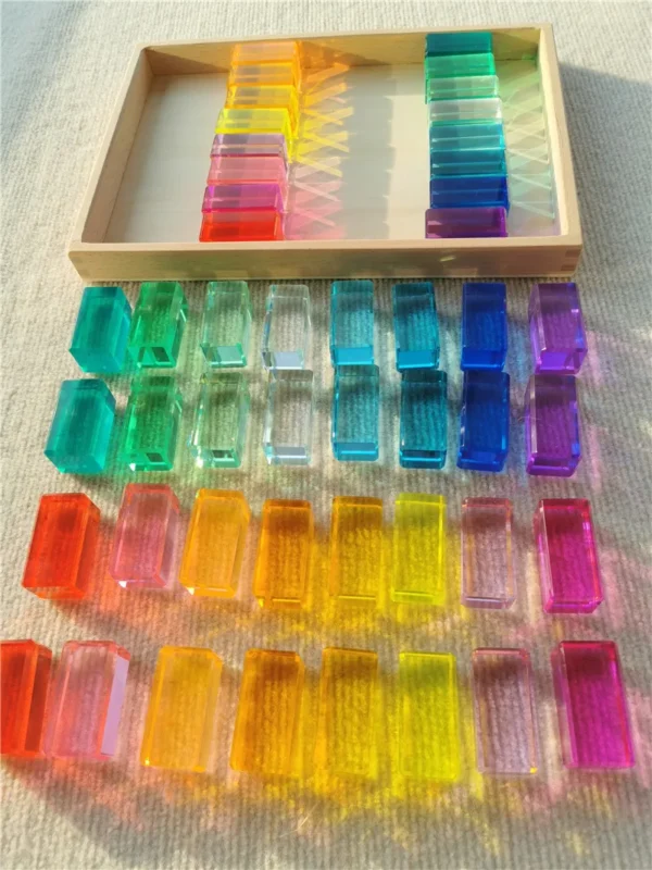 New Design Montessori Toys See Through Rainbow Lucite Stacking Blocks Acrylic HighTransparent for Kids Open Play - Image 2