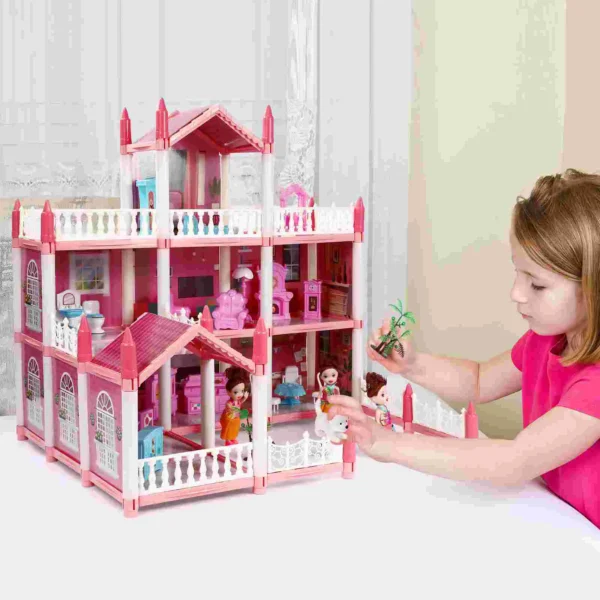 Children's Play House Toy Girl's Imitation 9 Rooms Pink Girls Toys Toddler Playhouse Dolls For Accessories Mansion DIY - Image 6