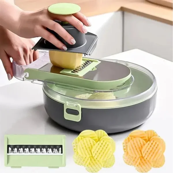 Multifunctional Food Cutter Adjustable Vegetable Cutter Kitchenware Set Multiblade Container - Image 5