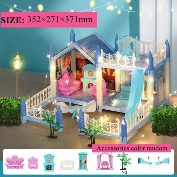 3D Assembly Doll House DIY Mini Model Girl Birthday Gift Toy House Children's Crossing House Villa Princess Castle Led Light - Image 4