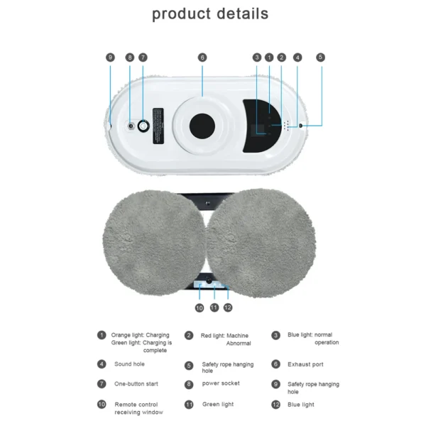 Smart Window Cleaning Robot Electric Intelligent Glass limpiacristales Robot Vacuum Cleaner for Window Remote Control for Home - Image 6