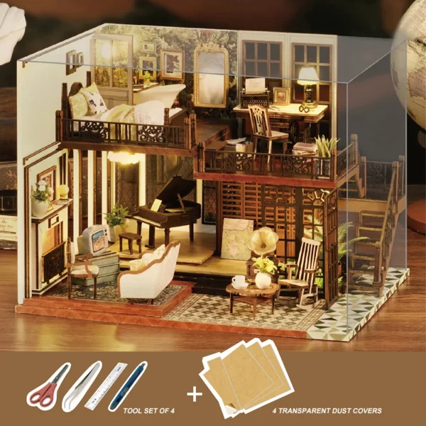 DIY Miniature Doll House Diorama Toys Kids Assembled Dollhouse Puzzle Model Handmade Dollhouse Battery Powered Kits for Children - Image 6