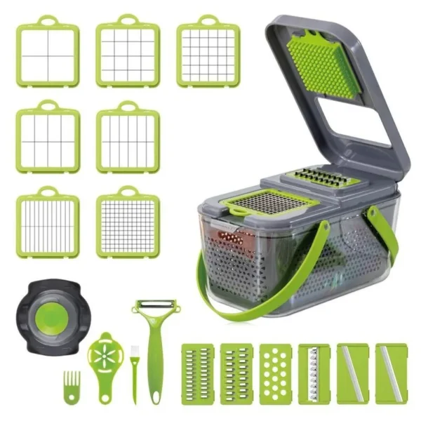 Multifunctional 22 kits Vegetable Cutter, Vegetable chopper, Vegetable Slicer Kitchen Utensils Basket Stainless