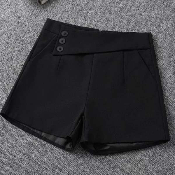 Korean Suit Shorts Women Summer Thin Loose Black A-Line High Waist Slim Casual Shorts Solid Elegant Basic Wide-Leg Pants - Image 2