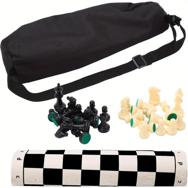 Portable Chess Set, Travel Board Games Folding Roll up Tournament with Storage Bag Family Mind Sharpening Educational for Adults