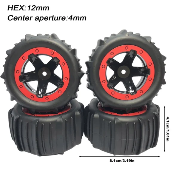 4Pcs 1/16 1/14 1/12 RC Crawler Tires RC Accessory Rubber Grappler Tires RC Rubber Wheel RC Car Tires Wheel for HBX MJX ZWN WPL - Image 5