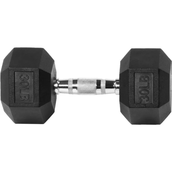 Rubber Encased Hex Dumbbell, Multiple Sizes - Image 2