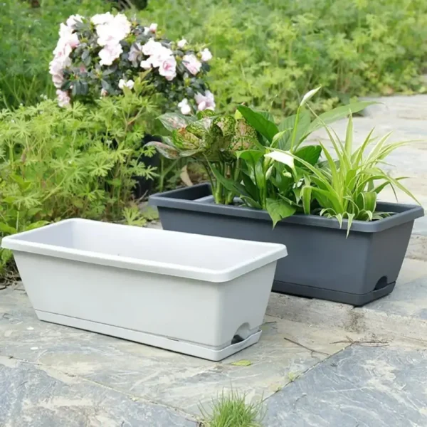 Breathable Rectangular Flower Pot New with Tray Drain Hole Vegetable Planter Garden Supplies Rectangular Planter