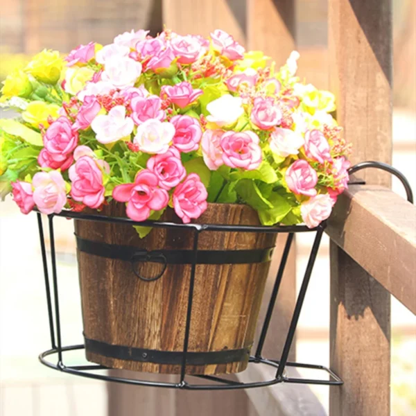 Outdoor Hanging Basket Plant Iron Racks Fence Balcony Round Flower Pots Hanging Planter Stand Holder Garden Decoration - Image 4