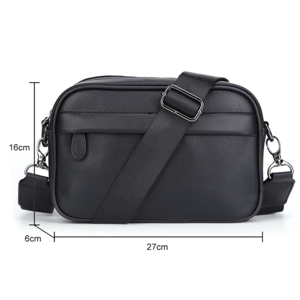 Casual Business Shoulder Bag for Men PU Leather Messenger Bag Wide Strap Crossbody Bags Square Plaid Designer Male Sling Bags - Image 6