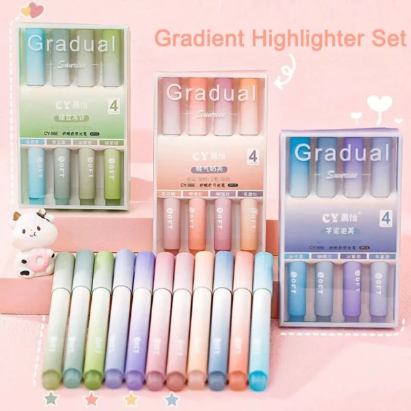 4 PCS Highlighters Colored Pens Drawing Paint Colored Markers Colors Kawaii Cute School School Office Art Supplies Stationery