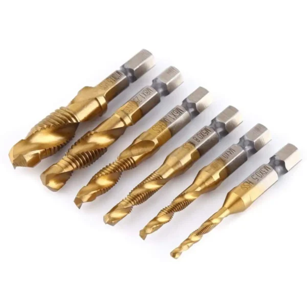 Hex Shank Titanium Plated HSS Screw Thread Metric Tap Drill Bits Screw Machine Compound Tap M3 M4 M5 M6 M8 M10 Hand Tools - Image 2