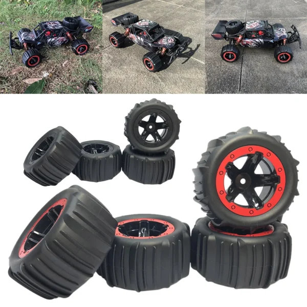 4Pcs 1/16 1/14 1/12 RC Crawler Tires RC Accessory Rubber Grappler Tires RC Rubber Wheel RC Car Tires Wheel for HBX MJX ZWN WPL