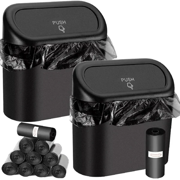 3Pcs Car trash can (with lid) contains 60 (300) garbage bags, small car trash can, leak-proof mini car accessories