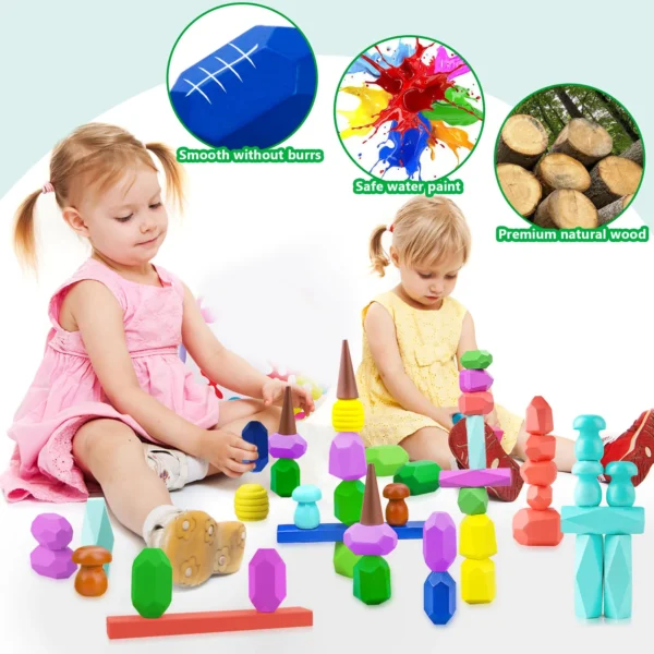 36 wooden stacking blocks Montessori Toys for 1 2 3 4 5 6 years old Girls Boys Preschool Sensory Toys 1-3 STEM Learning Toys Age - Image 4