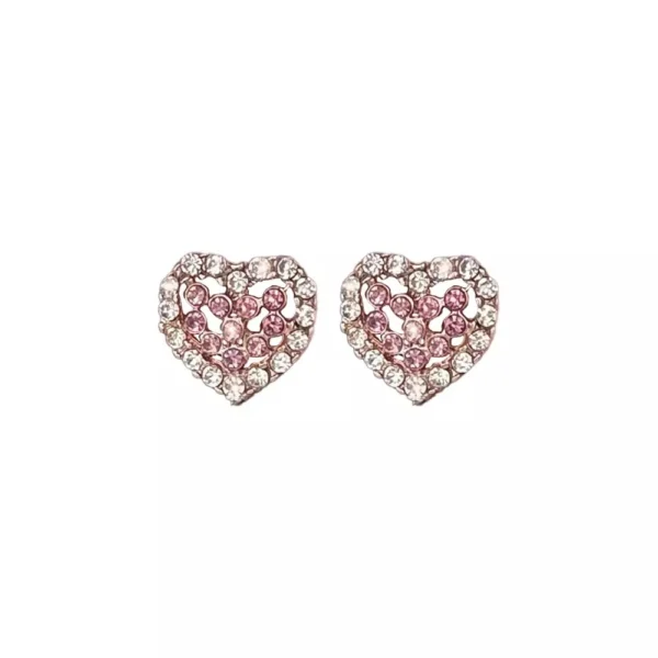 Luxury Elegant Pink Heart Rhinestone Stud Earrings For Women Romantic Earrings New Year Gift Wedding Party Earrings Jewelry Sets - Image 2