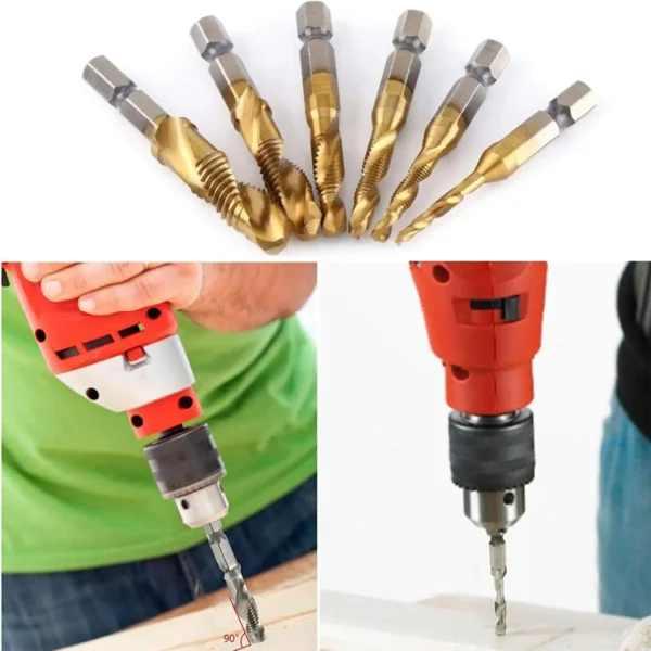 Hex Shank Titanium Plated HSS Screw Thread Metric Tap Drill Bits Screw Machine Compound Tap M3 M4 M5 M6 M8 M10 Hand Tools - Image 4