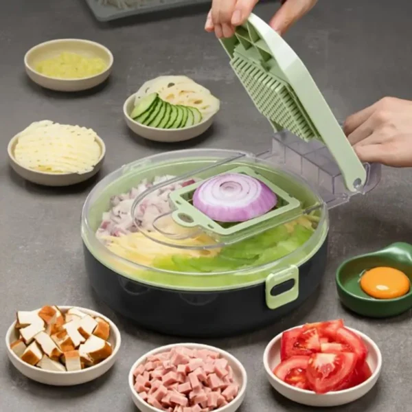 Multifunctional Food Cutter Adjustable Vegetable Cutter Kitchenware Set Multiblade Container