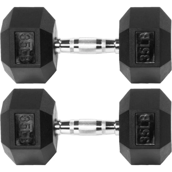 Rubber Encased Hex Dumbbell, Multiple Sizes - Image 8