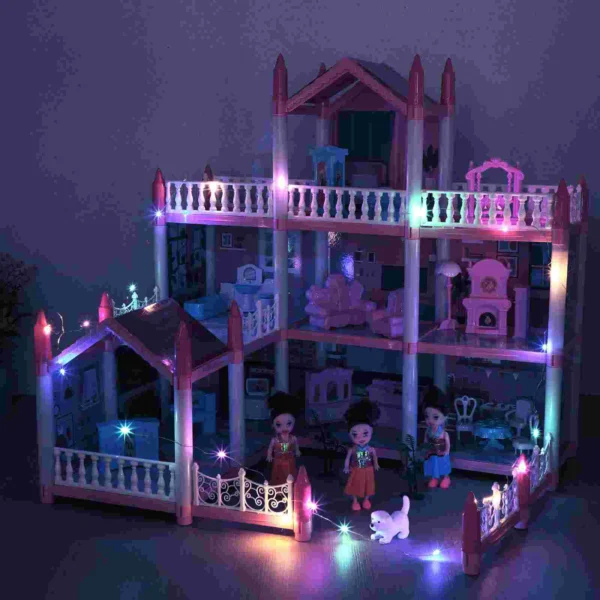 Children's Play House Toy Girl's Imitation 9 Rooms Pink Girls Toys Toddler Playhouse Dolls For Accessories Mansion DIY - Image 2