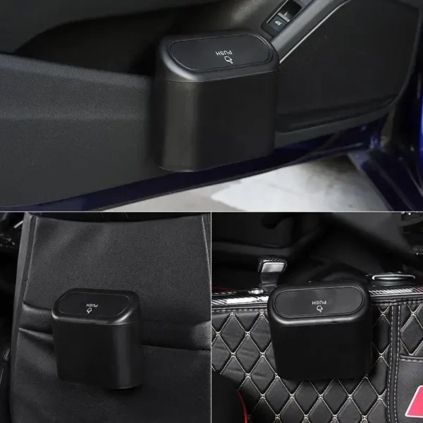 1L Car Interior Storage Case Trash Bin Push Can Mini Tray Dustbin Garbage Box Door Seat Clip Stand Holder Automotive Accessories - Image 2