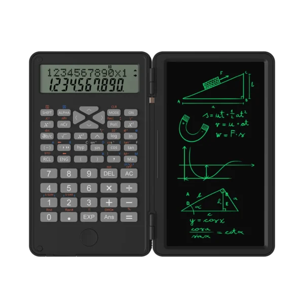 Scientific Calculator with Erasable Writing Board 240 Functions 2 Line LCD Display Foldable Financial Math Calculator School