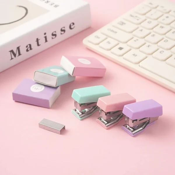 Mini Stapler for Paper File Metal Stapler Set with 500pcs 10# Staples Cute Stationerys Kits School Office Binding Supplies