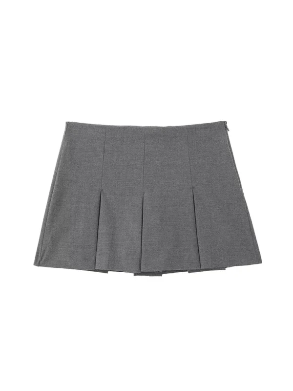 Willshela Women Fashion Solid Pleated Side Zipper Skirts Shorts Vintage High Waist Female Chic Lady Shorts - Image 2