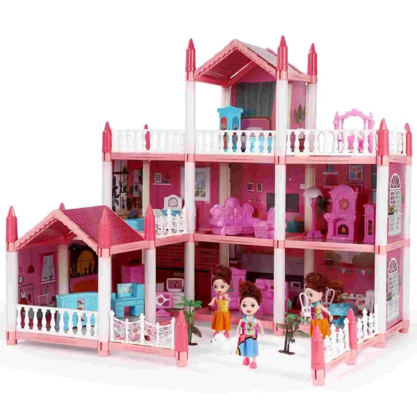 Children's Play House Toy Girl's Imitation 9 Rooms Pink Girls Toys Toddler Playhouse Dolls For Accessories Mansion DIY